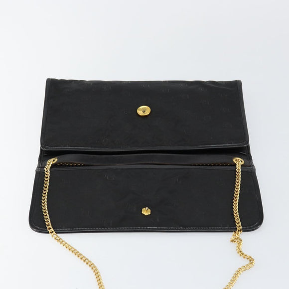 Christian Dior Chain Shoulder Bag Nylon Black Gold Auth yk19698