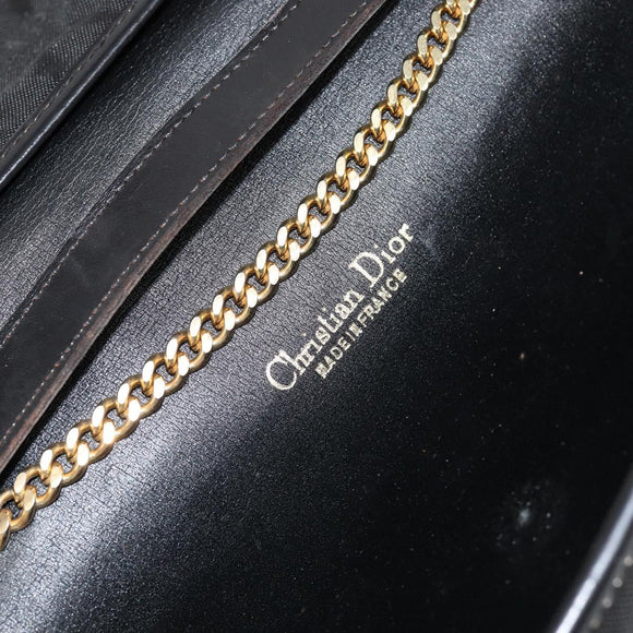 Christian Dior Chain Shoulder Bag Nylon Black Gold Auth yk19698