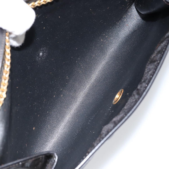 Christian Dior Chain Shoulder Bag Nylon Black Gold Auth yk19698