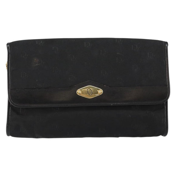Christian Dior Chain Shoulder Bag Nylon Black Gold Auth yk19698