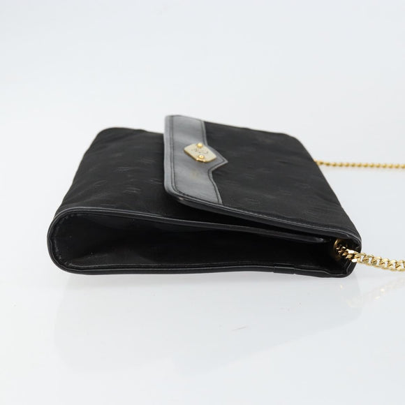 Christian Dior Chain Shoulder Bag Nylon Black Gold Auth yk19698