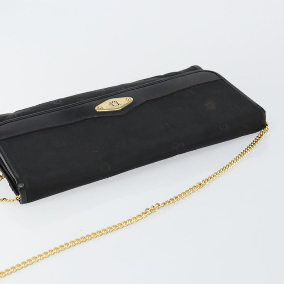 Christian Dior Chain Shoulder Bag Nylon Black Gold Auth yk19698