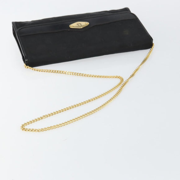 Christian Dior Chain Shoulder Bag Nylon Black Gold Auth yk19698