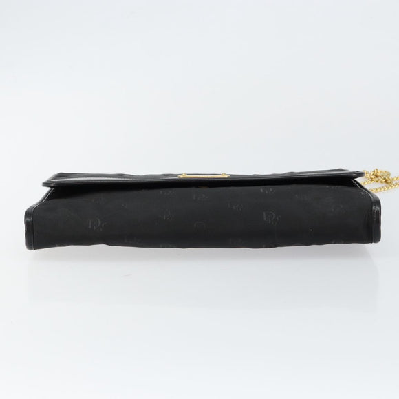 Christian Dior Chain Shoulder Bag Nylon Black Gold Auth yk19698
