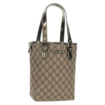 GUCCI GG Supreme Tote Bag PVC Leather Beige Silver 189897 Auth yk19708V