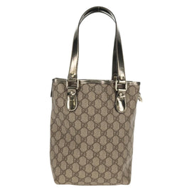 GUCCI GG Supreme Tote Bag PVC Leather Beige Silver 189897 Auth yk19708V - 0
