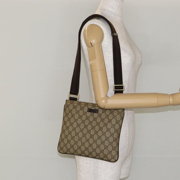 GUCCI GG Supreme Shoulder Bag PVC Beige Gold 201538 Auth yk19709