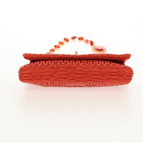 Miu Miu Matelasse Bijoux Shoulder Bag Leather Orange Gold Auth yk19711V