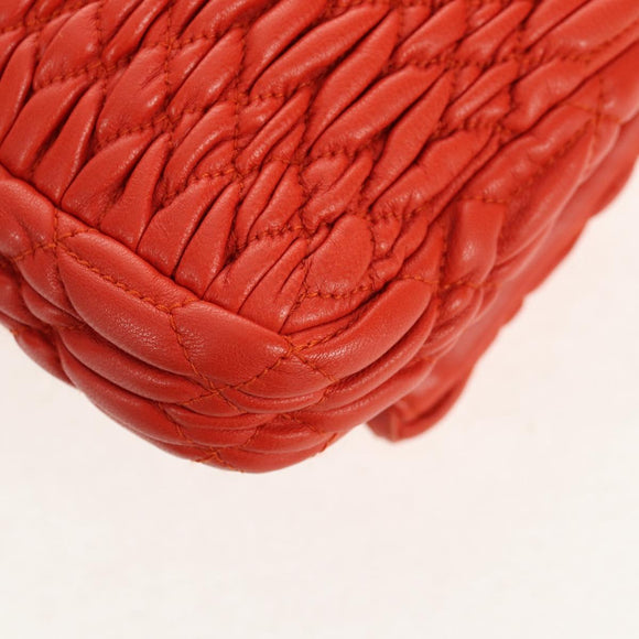 Miu Miu Matelasse Bijoux Shoulder Bag Leather Orange Gold Auth yk19711V