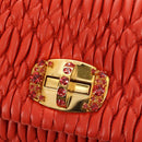 Miu Miu Matelasse Bijoux Shoulder Bag Leather Orange Gold Auth yk19711V-22