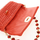 Miu Miu Matelasse Bijoux Shoulder Bag Leather Orange Gold Auth yk19711V-23