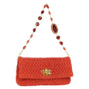 Miu Miu Matelasse Bijoux Shoulder Bag Leather Orange Gold Auth yk19711V-1