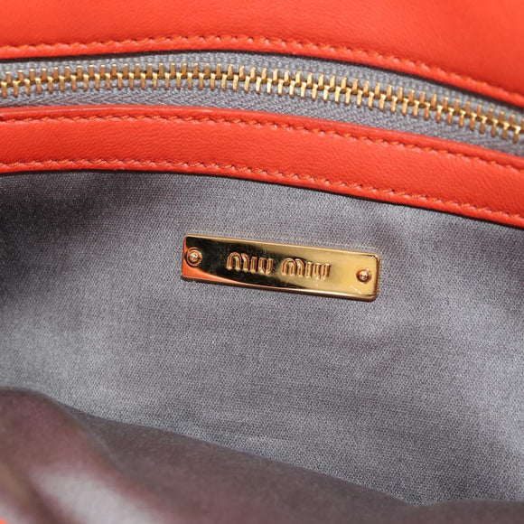 Miu Miu Matelasse Bijoux Shoulder Bag Leather Orange Gold Auth yk19711V
