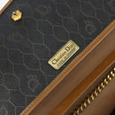 Christian Dior Honeycomb Canvas Chain Shoulder Bag PVC Black Gold Auth yk19714-20
