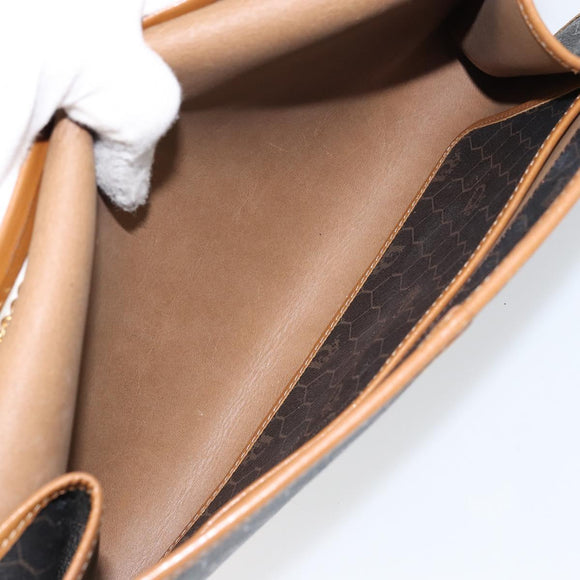 Christian Dior Honeycomb Canvas Chain Shoulder Bag PVC Black Gold Auth yk19714