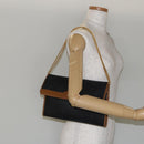 Christian Dior Honeycomb Canvas Chain Shoulder Bag PVC Black Gold Auth yk19714-23