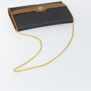 Christian Dior Honeycomb Canvas Chain Shoulder Bag PVC Black Gold Auth yk19714-7