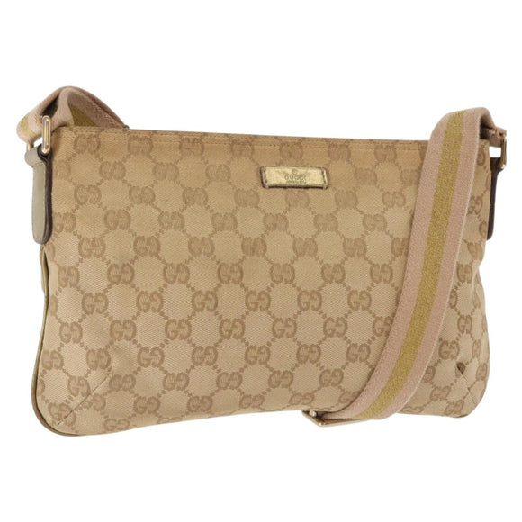 GUCCI GG Canvas Sherry Line Shoulder Bag Beige Gold 189749 001998 Auth yk19719