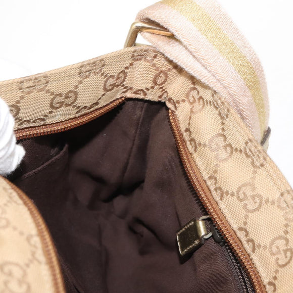 GUCCI GG Canvas Sherry Line Shoulder Bag Beige Gold 189749 001998 Auth yk19719