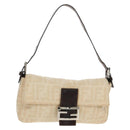 FENDI Zucca Canvas Mamma Baguette Shoulder Bag Beige Silver Auth yk19721V-1