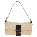 FENDI Zucca Canvas Mamma Baguette Shoulder Bag Beige Silver Auth yk19721V-13