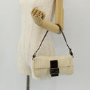 FENDI Zucca Canvas Mamma Baguette Shoulder Bag Beige Silver Auth yk19721V-27