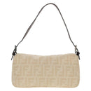 FENDI Zucca Canvas Mamma Baguette Shoulder Bag Beige Silver Auth yk19721V-2