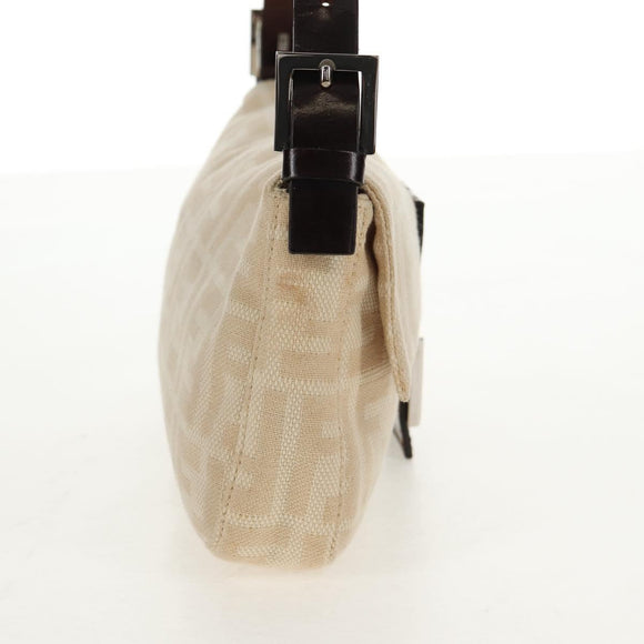 FENDI Zucca Canvas Mamma Baguette Shoulder Bag Beige Silver Auth yk19721V