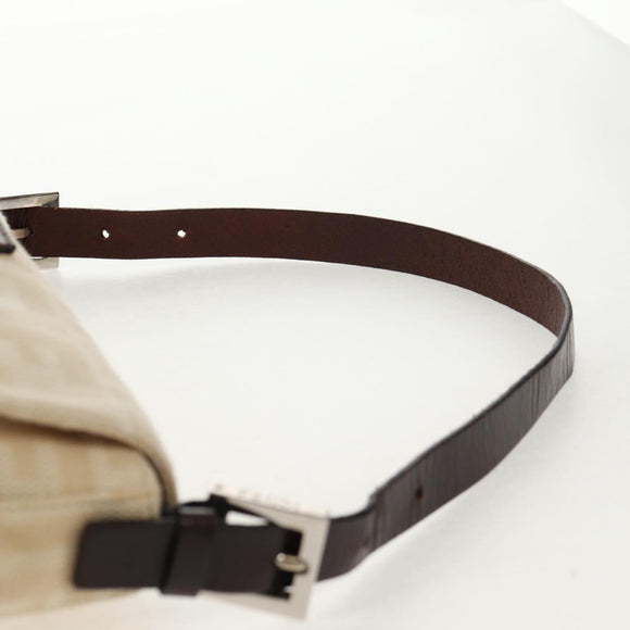 FENDI Zucca Canvas Mamma Baguette Shoulder Bag Beige Silver Auth yk19721V