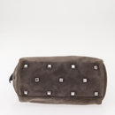 Salvatore Ferragamo Gancini Hand Bag Suede 2way Gray Silver Auth yk19722-5