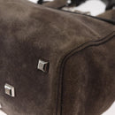 Salvatore Ferragamo Gancini Hand Bag Suede 2way Gray Silver Auth yk19722-16