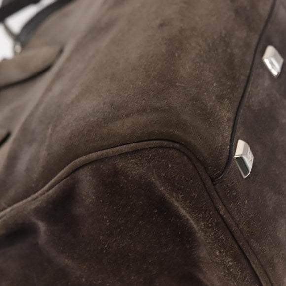 Salvatore Ferragamo Gancini Hand Bag Suede 2way Gray Silver Auth yk19722