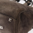 Salvatore Ferragamo Gancini Hand Bag Suede 2way Gray Silver Auth yk19722-10