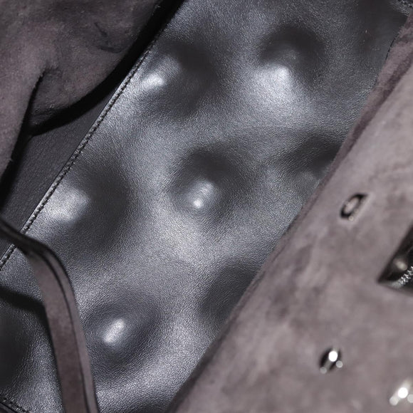 Salvatore Ferragamo Gancini Hand Bag Suede 2way Gray Silver Auth yk19722