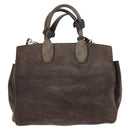 Salvatore Ferragamo Gancini Hand Bag Suede 2way Gray Silver Auth yk19722-2
