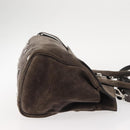Salvatore Ferragamo Gancini Hand Bag Suede 2way Gray Silver Auth yk19722-3