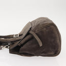 Salvatore Ferragamo Gancini Hand Bag Suede 2way Gray Silver Auth yk19722-4
