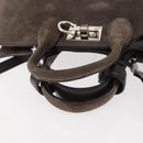 Salvatore Ferragamo Gancini Hand Bag Suede 2way Gray Silver Auth yk19722-7