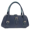 LOEWE Sender Shoulder Bag Leather Navy Silver Auth yk19723V-1