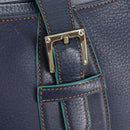 LOEWE Sender Shoulder Bag Leather Navy Silver Auth yk19723V-20