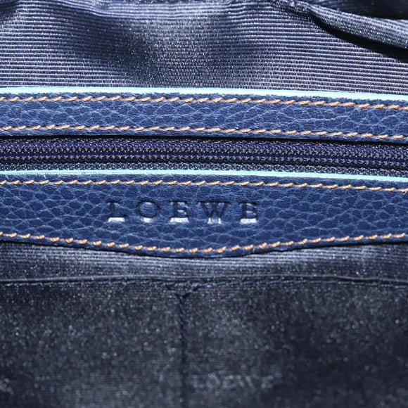 LOEWE Sender Shoulder Bag Leather Navy Silver Auth yk19723V