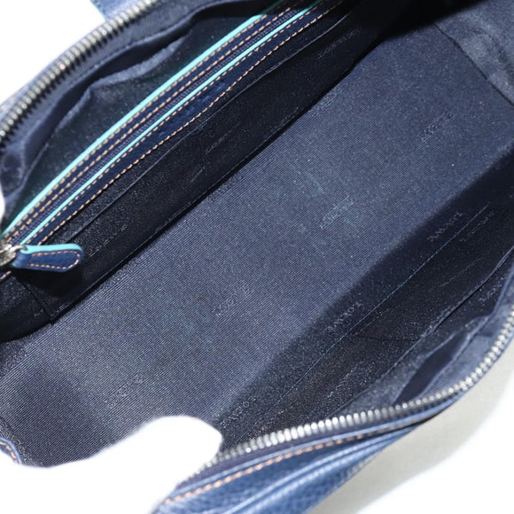 LOEWE Sender Shoulder Bag Leather Navy Silver Auth yk19723V