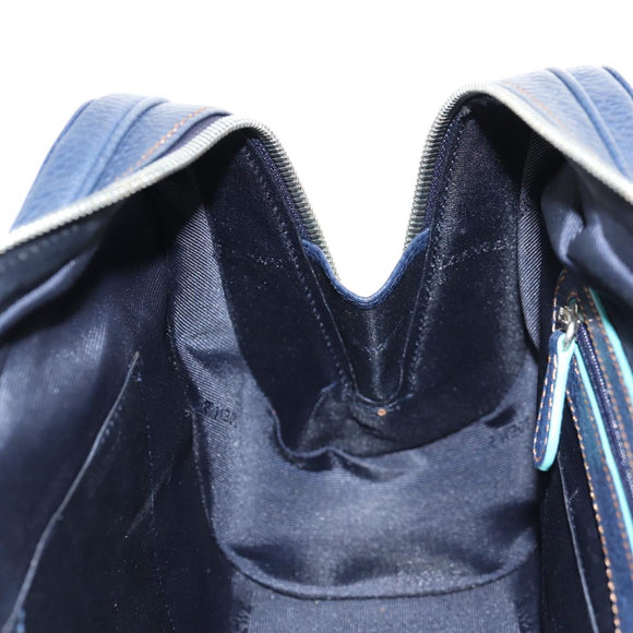 LOEWE Sender Shoulder Bag Leather Navy Silver Auth yk19723V