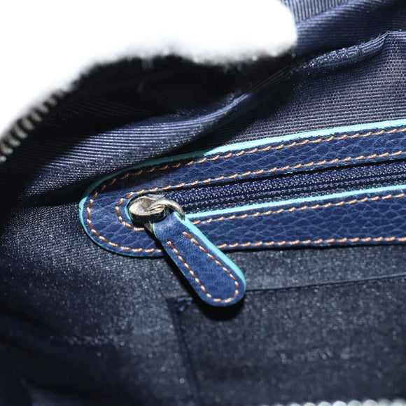 LOEWE Sender Shoulder Bag Leather Navy Silver Auth yk19723V