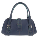 LOEWE Sender Shoulder Bag Leather Navy Silver Auth yk19723V-2