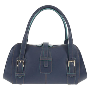 LOEWE Sender Shoulder Bag Leather Navy Silver Auth yk19723V - 0