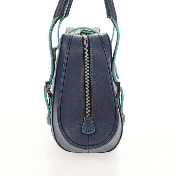 LOEWE Sender Shoulder Bag Leather Navy Silver Auth yk19723V