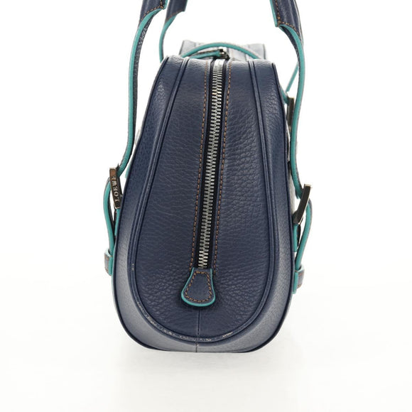 LOEWE Sender Shoulder Bag Leather Navy Silver Auth yk19723V