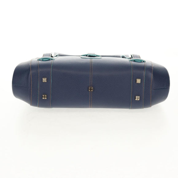 LOEWE Sender Shoulder Bag Leather Navy Silver Auth yk19723V