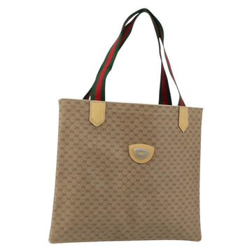 GUCCI Micro GG Supreme Web Sherry Line Tote Bag PVC Beige Auth yk19729